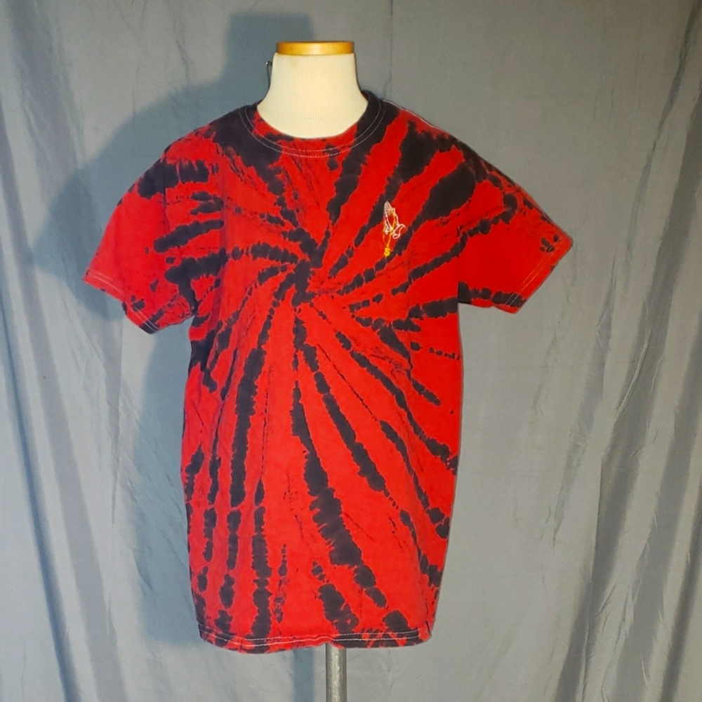 Red and black tie-die t-shirt